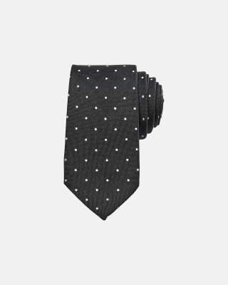 Slips | 7 cm | Silke/bomuld | Sort m. prikker