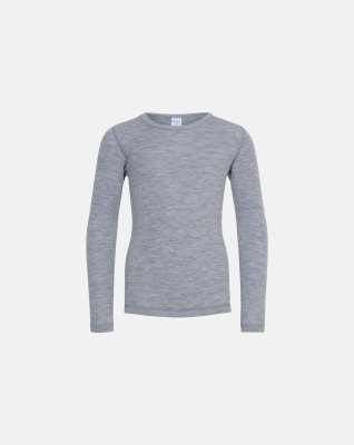 Langærmet t-shirt "kids", 100% uld, grå