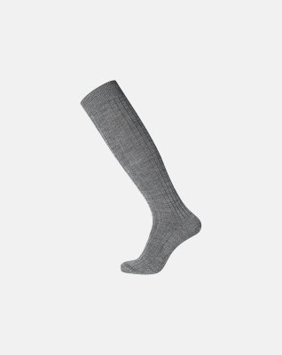 "Rib" knælange strømper | uld | grå -Egtved