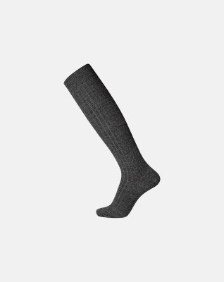 "Rib" knælange strømper | uld | mørk grå -Egtved