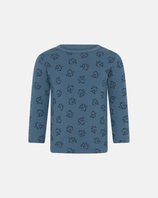 Langærmet trøje | uld/bomuld | blå -SmåRollinger