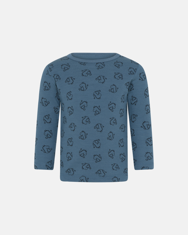 Langærmet trøje | uld/bomuld | blå