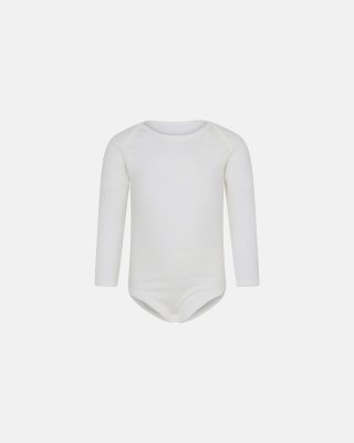 Langærmet body | Uld/bomuld | Hvid