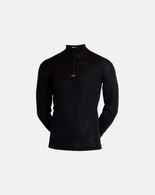 Langærmet undertrøje m. zip | 100% merino uld | sort -Olympia