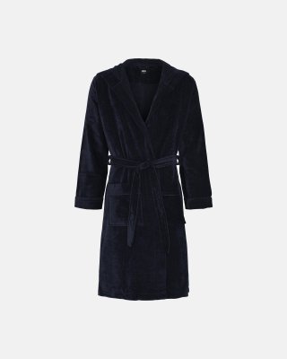 Badekåbe m. hætte | 100% velour bomuld | Navy