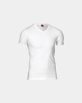 "Black or white" t-shirt v-hals | bomuld | hvid -JBS