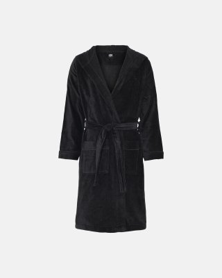 Badekåbe m. hætte | 100% velour bomuld | Sort