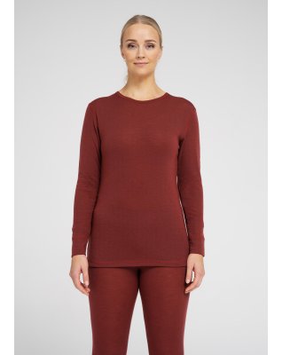 Langærmet t-shirt | 100% merino uld | rød -Dovre Women