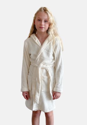 Badekåbe i frotté | 100% recycled polyester | Ivory