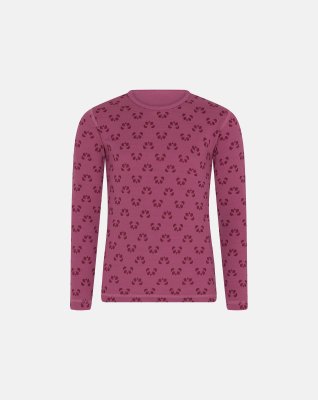 Langærmet trøje | uld/bomuld | pink med print -Marathon Kids