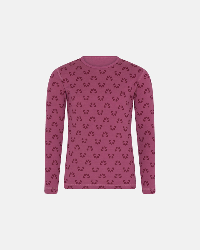 Langærmet trøje | uld/bomuld | pink med print