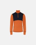 "Midlayer" zip undertrøje | 100% merino uld | orange/navy -Dovre