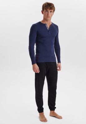 Langærmet t-shirt "grandad" 2-pak | 100% økologisk bomuld | Navy
