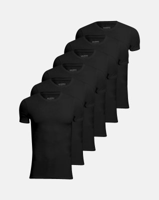 6-pak undertrøje "o-neck" | bambusviskose | sort -JBS