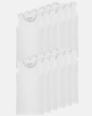 Tanktop "singlet" 12-pak | Økologisk bomuld | Hvid -Claudio