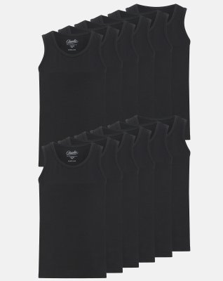 Tanktop "singlet" 12-pak | Økologisk bomuld | Sort -Claudio