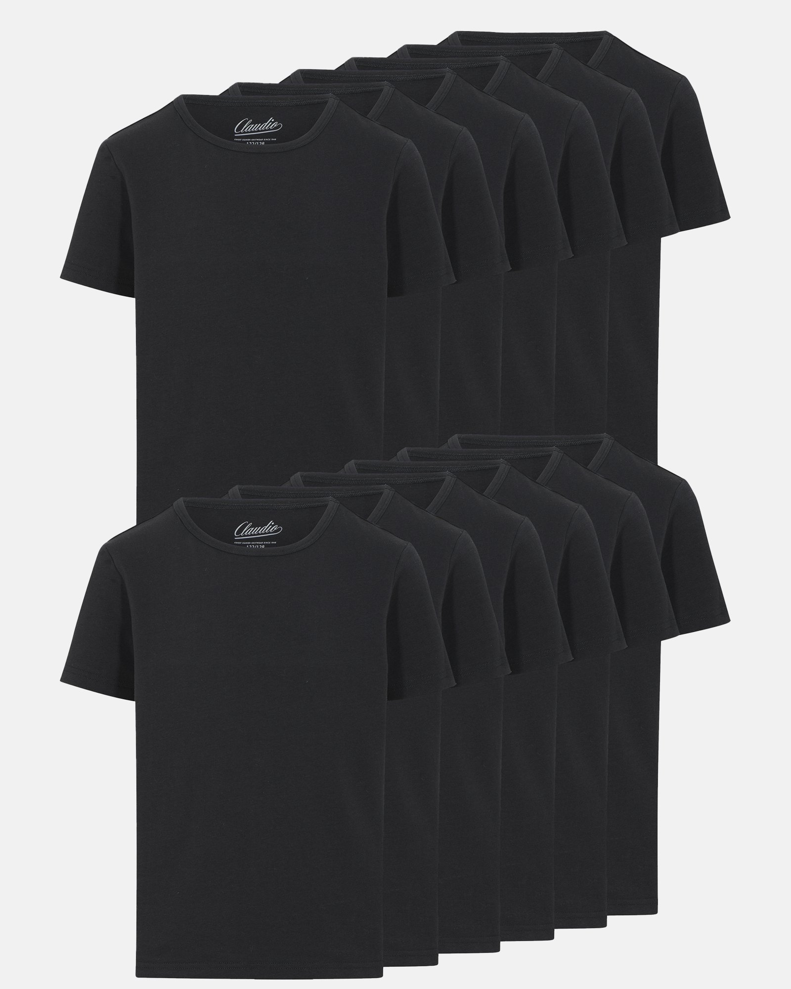 T-shirt 12-pak | Økologisk bomuld | Sort -Claudio