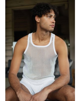 Tanktop "mesh" 3-pak | 100% økologisk bomuld | Hvid -Dovre