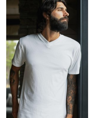 3-pak t-shirt "v-neck" | 100% økologisk bomuld | hvid -Dovre