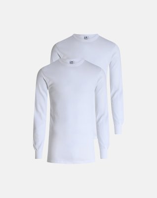 Langærmet t-shirt 2-pak | 100% økologisk bomuld | Hvid -Dovre