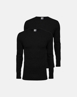 Langærmet t-shirt 2-pak | 100% økologisk bomuld | Sort -Dovre