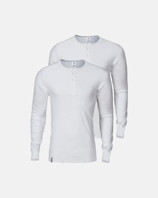 Langærmet t-shirt "Grandad" 2-pak | 100% økologisk bomuld | Hvid