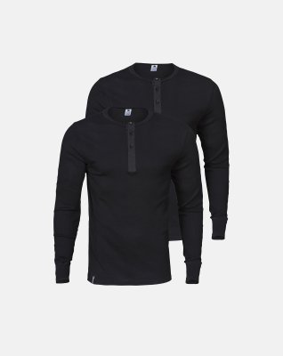 Langærmet t-shirt "Grandad" 2-pak | 100% økologisk bomuld | Sort -Dovre