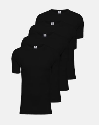 T-shirt 4-pak | 100% økologisk bomuld | Sort -Dovre