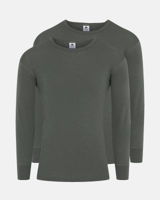 Langærmet t-shirt 2-pak | 100% merino uld | Grøn
