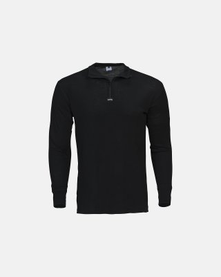 Langærmet t-shirts "zip" 2-pak | 100% merino uld | Sort