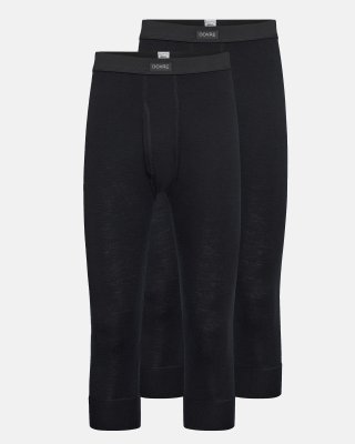 Long johns m. gylp "3/4længde"  2-pak | 100% merino uld | Sort