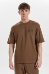 T-shirt "mid sleeve"| 100% økologisk bomuld | brun -Resteröds