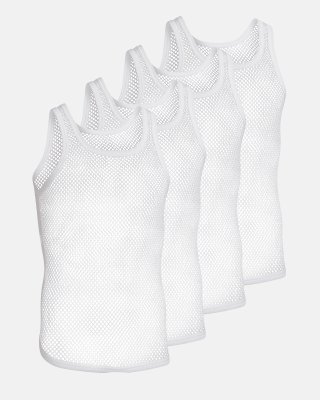 Tanktop net "mesh" 4-pak  | 100% bomuld | Hvid