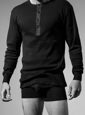 Langærmet t-shirt "grandad" 2-pak | 100% økologisk bomuld | Sort
