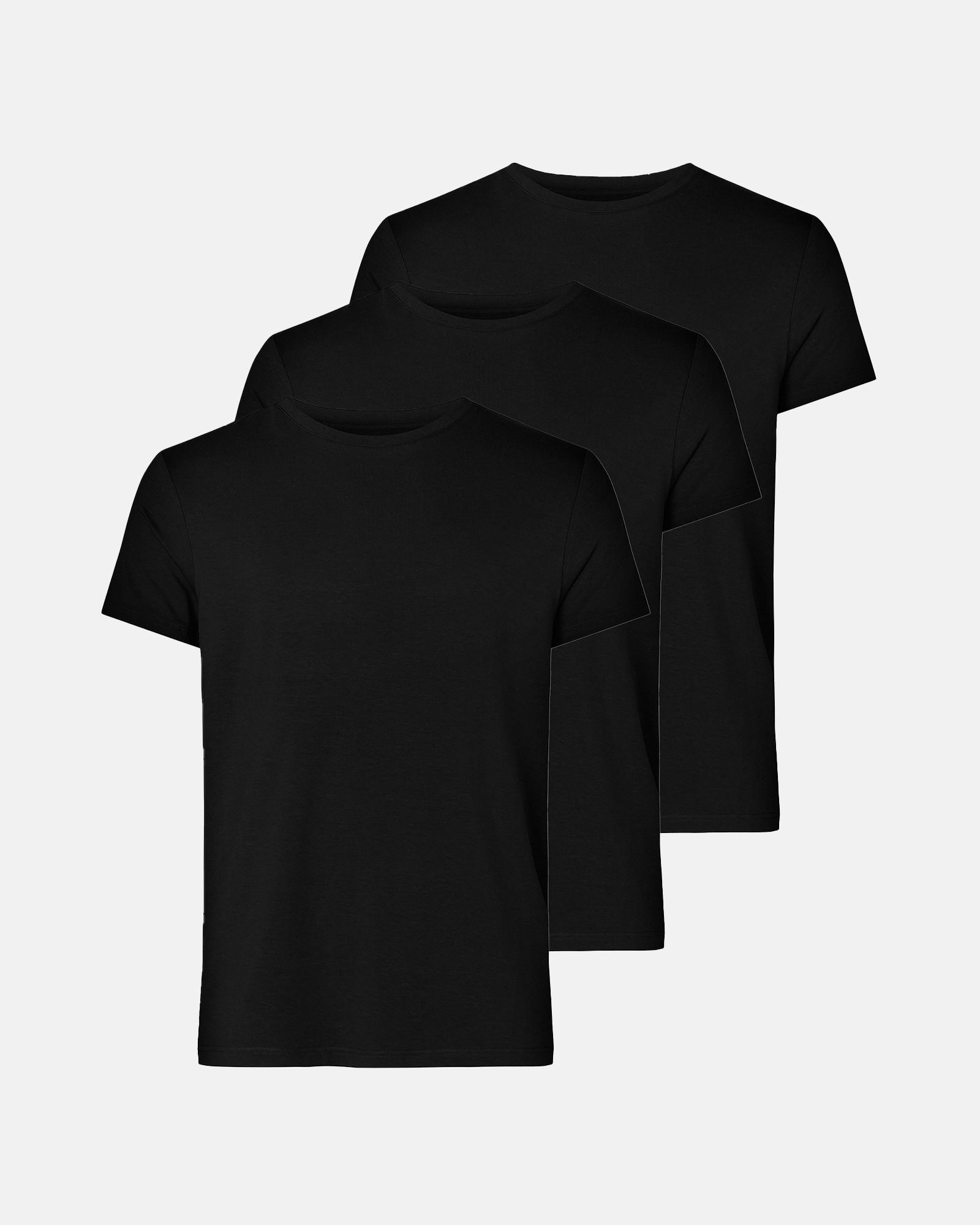 T-shirt "o-neck" 3-pak | Bambusviskose | Sort -Resteröds