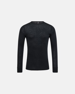 Langærmet t-shirt | 100% uld | sort -ProActive