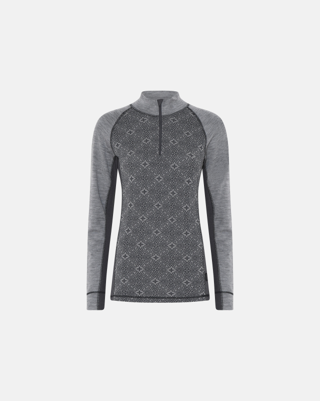 Langærmet undertrøje zip | 100% merino uld | grå