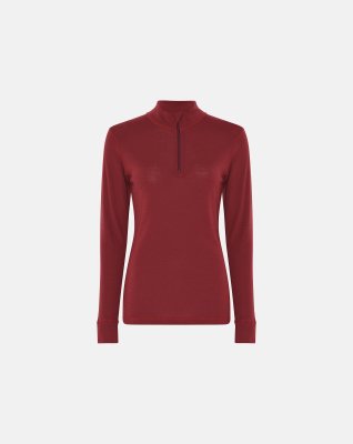 Langærmet trøje med lynlås | 100 % uld | rød -Dovre Women