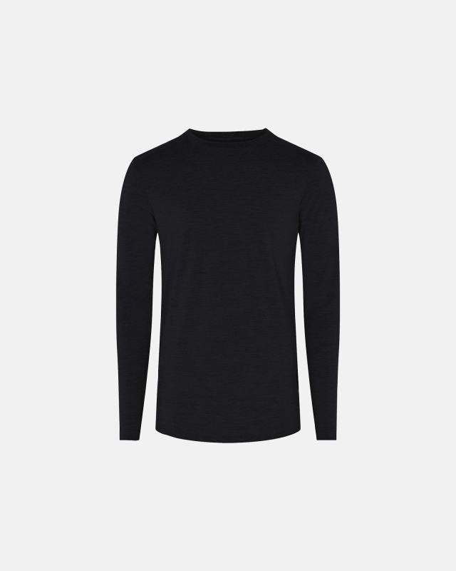 Langærmet undertrøje | 100% knitted merino uld | grå melange