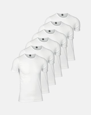 6-pak t-shirt o-hals | GOTS bomuld | hvid -JBS
