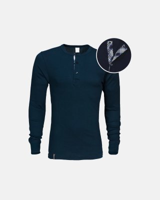 Langærmet t-shirt "Grandad" | 100% økologisk bomuld | Navy