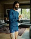 Langærmet t-shirt "Grandad" | 100% økologisk bomuld | Navy