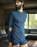 Langærmet t-shirt "Grandad" | 100% økologisk bomuld | Navy -Dovre