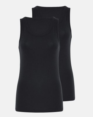 Tanktop 2-pak | 100% merino uld| Sort -Dovre Women
