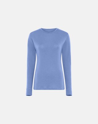 Langærmet t-shirt | 100% merino uld | blå -Dovre Women