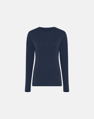 Langærmet t-shirt | 100% merino uld | navy -Dovre Women