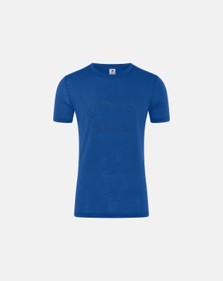 T-shirt | 100% økologisk uld | blå m. print -Dovre