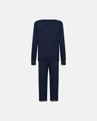 Pyjamas sæt m. blonde | Bambusviskose | Navy