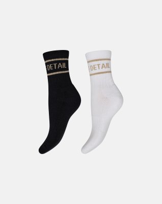 Strømper "tennis" 2-pak | Bomuld | Hvid/sort -Hype the Detail