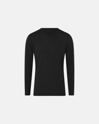 Langærmet t-shirt | 100% merino uld | Sort